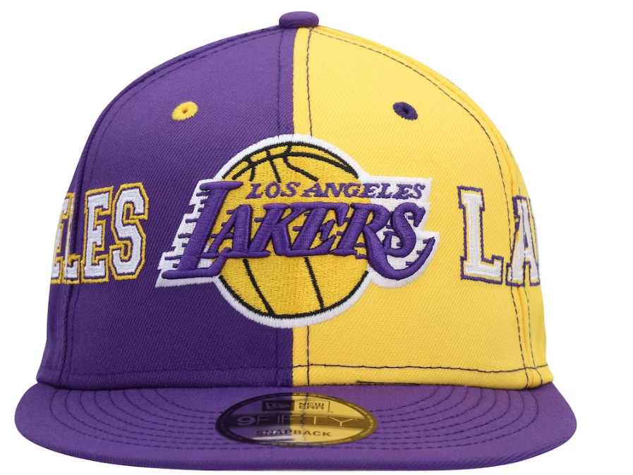 Los Angeles Lakers New Era Team Split 9FIFTY Snap Back Hat-Purple/Yellow