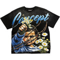 CONCEPT "Flowers" Tee- Blk Wash