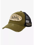 Von Dutch Black & Army Green Distressed Trucker Hat